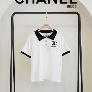 샤넬 레플리카 CC 블랙로고 은장버튼 반팔 니트 티셔츠 | 명품 레플리카