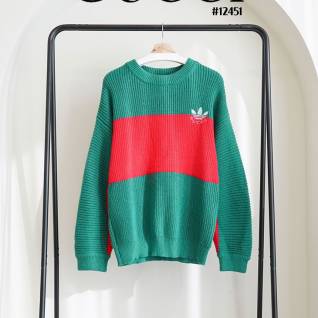 구찌 레플리카 아디다스 불꽃 삼선 배색 크루넥 오버핏 니트 스웨터 | 명품 레플리카